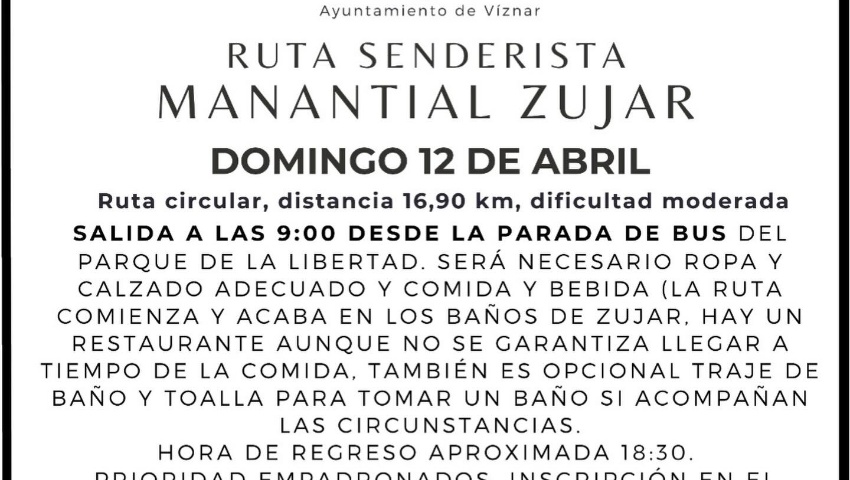 Ruta senderista - Manantial de Zujar