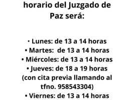 Horario del Juzgado de Paz a partir del 1 de julio