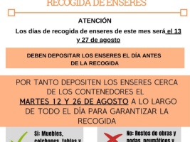 Aviso de recogida de enseres y ofibús de Caixabank Agosto 2025