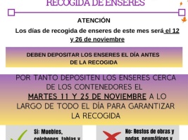 Aviso de recogida de enseres y ofibús de Caixabank Noviembre 2025