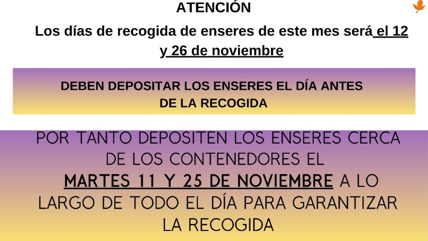 Aviso de recogida de enseres y ofibús de Caixabank Noviembre 2025