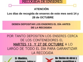 Aviso de recogida de enseres y ofibús de Caixabank Octubre 2026